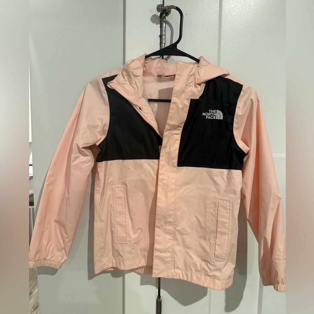 The North Face Kids Light Pink and Black Raincoat
